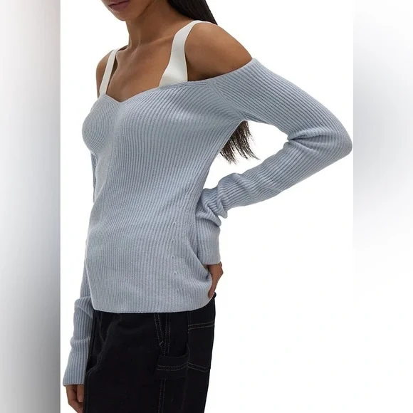 HELMUT LANG Strap V-neck Long-sleeve
Sweater | Cyber Blue XS - Picture 2 of 10
